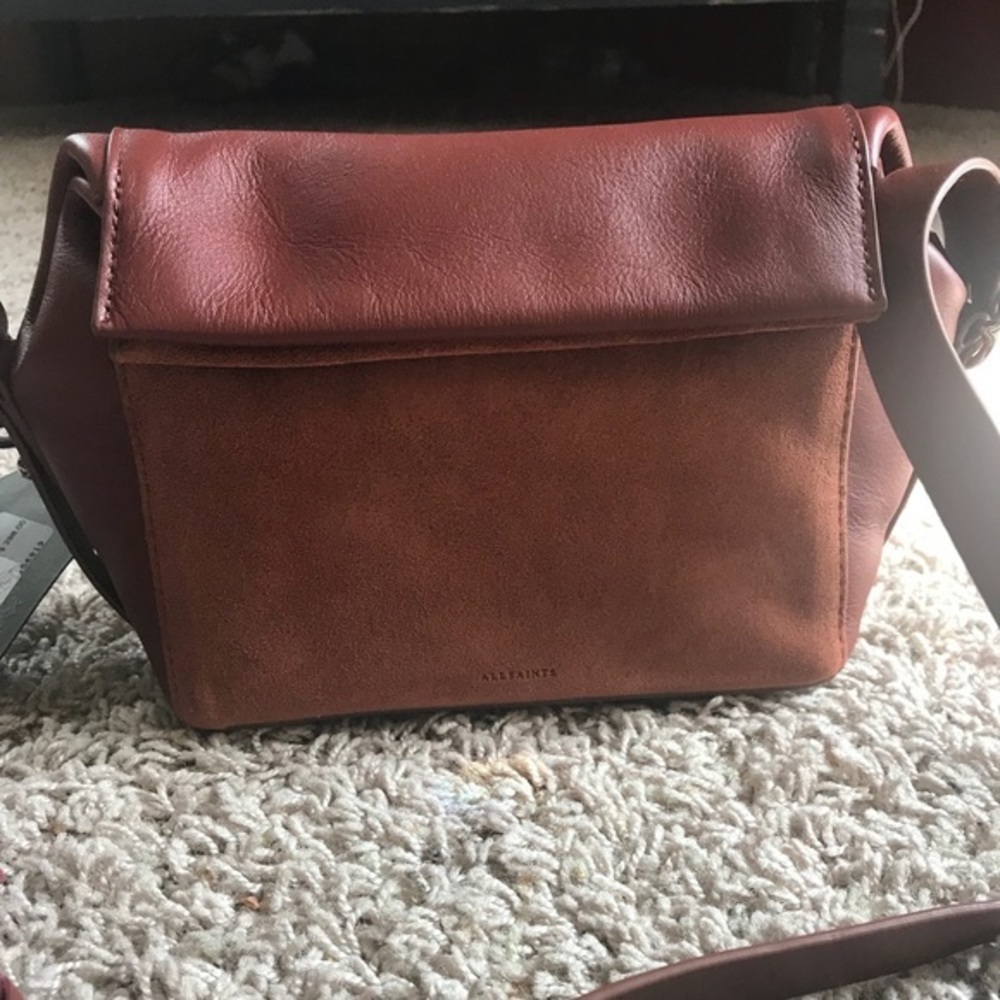 NWT All Saints Maya Leather/Suede Crossbody Bag